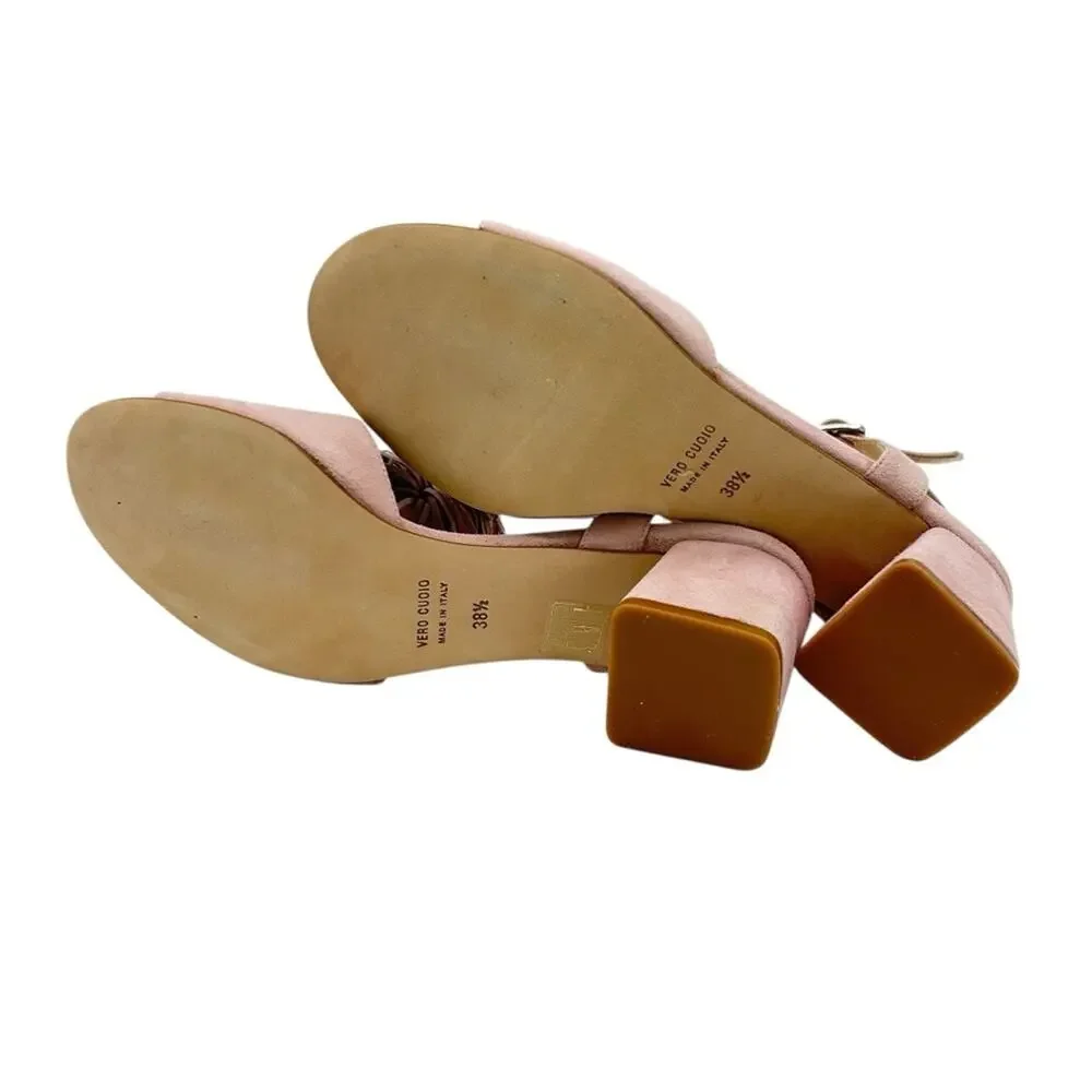 Cordani Nash Blush Suede Sandals SZ 8 (EU 38.5) Made in Italy Fringe Dusty Pink